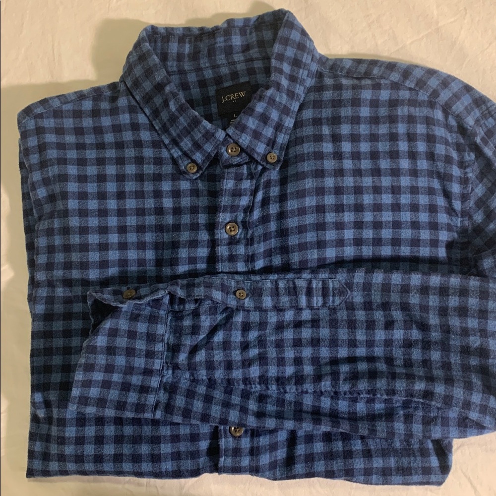 J. Crew Navy and Blue Checked Button-Down Shirt - Picture 4 of 4
